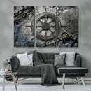 Ship Steering Wheel Vintage Wall Art Canvas Print