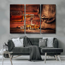 Whiskey and Cigar Canvas Wall Art | 3 Panel Bar Room Decor by MyGreatCanvas | Canvas Wall Art Prints | Photo Prints & Wall Decor