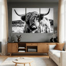 Highland Cow Wall Art – Black and White Framed Farmhouse by MyGreatCanvas | Canvas Wall Art Prints | Photo Prints & Wall Decor