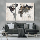 Abstract Map Printing - Modern World Map Canvas Wall Art for