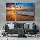 Sunset and Beach at Night Wall Art Canvas Print