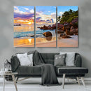 Tropical Island Beach Sunset Canvas Print