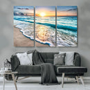 Sunset Beach Waves Canvas Wall Art – 5-Panel Ocean Sunset by MyGreatCanvas | Canvas Wall Art Prints | Photo Prints & Wall Decor