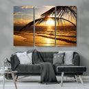 Golden Tropical Beach Sunset Canvas Triptych, Coastal Palm by MyGreatCanvas | Canvas Wall Art Prints | Photo Prints & Wall Decor