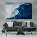 Ocean Wave at Sunset Canvas Art, Large Wall Print of Vibrant