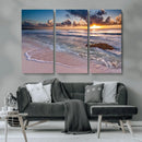 Sea Ocean Sunset Beach Wall Art Canvas Print