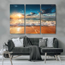 Golden Sunset Beach Triptych Canvas Art, Giclee Coastal Wall by MyGreatCanvas | Canvas Wall Art Prints | Photo Prints & Wall Decor