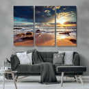 Golden Hour Beach Sunset Canvas Triptych, Ocean Waves and by MyGreatCanvas | Canvas Wall Art Prints | Photo Prints & Wall Decor