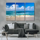 Tropical Beach 3-Panel Canvas Wall Art – Serene Ocean Waves