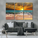 Golden Sunset Beach Canvas Wall Art – Triptych Seascape by MyGreatCanvas | Canvas Wall Art Prints | Photo Prints & Wall Decor