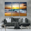 Golden Sunset Ocean Waves Wall Art Canvas Print – Multi