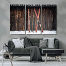 Vintage Ski Gear Canvas Print, Vintage Ski Gear Against