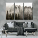 Foggy Mountain Wall Art | 3-Panel Foggy Forest and Mountain