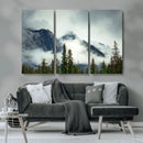 Mountain Mist Canvas Wall Art Print | 3-Panel Foggy Forest
