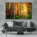 Sunlight Through Trees Wall Art Canvas Print - Autumn Forest
