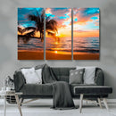 Palm Tree Sunset On The Beach Wall Art Canvas, Framed Palm by MyGreatCanvas | Canvas Wall Art Prints | Photo Prints & Wall Decor