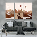 Boho Wall Art Canvas Print Set Mid-Century Prints Bohemian