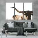Texas Longhorn Wall Art Canvas Print | 3-Panel Large