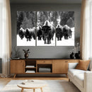 Bison Herd in Snow Wall Art Canvas Print | Rustic Western