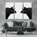 Spanish Bull Art - Framed Black and White Bull Canvas Print
