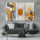 Modern Boho Sun and Leaf Abstract Art – 3-Panel Giclée