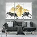 Golden Mountain Triptych Wall Art Canvas Print, Modern