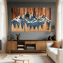 Rustic Wood Style Mountain Wall Art, Nature Forest Canvas