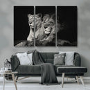 Lion Couple Wall Art Canvas Print – Elegant Black and White