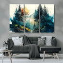Watercolor Trees Forest Abstract Wall Art Canvas Print,