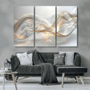 Abstract art Grey and Gold Lines Wall Art