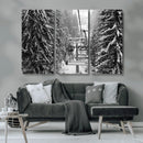 Winter Ski Lift Black and White Canvas Wall Art – Alpine