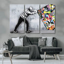 Banksy Art Behind the Curtain Street Wall Art Canvas Print |