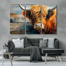 Highland Cow Abstract Canvas Wall Art – Bold Farmhouse
