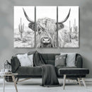 Rustic Charm | Cow Longhorn Black White Bighorn Wall Art
