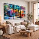 Fitness Gym Barbell Graffiti Wall Art Canvas Print