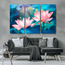 Pink Lotus Flower Canvas Wall Art | Vibrant Floral Wall