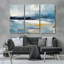 Abstract Ocean Canvas Wall Art - Coastal Blue and Gold