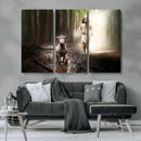 Jesus Canvas Wall Art - Jesus Running After Lost Lamb,