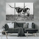 Texas Black White Highland Longhorn Cow Wall Art Canvas by MyGreatCanvas | Canvas Wall Art Prints | Photo Prints & Wall Decor