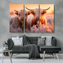 Highland Cows at Sunrise Wall Art Canvas Set – Serene and by MyGreatCanvas | Canvas Wall Art Prints | Photo Prints & Wall Decor
