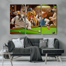 Dogs Playing Pool Canvas Wall Art Funny Gifts Dog Print