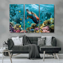 Sea Turtle and Coral Reef Triptych Wall Art – Vibrant by MyGreatCanvas | Canvas Wall Art Prints | Photo Prints & Wall Decor