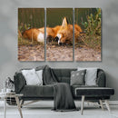 Sleeping Fox Wall Art Canvas Print, Farmhouse Wall Decor and