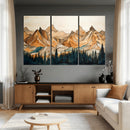 Rustic Wood Mountain Wall Art Print | Triptych Giclee Print
