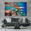 Sea Turtle Wall Art Canvas Print – Vibrant Ocean Coral Reef