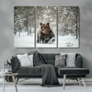Grizzly Bear Wall Art – Framed Snowy Forest Canvas Artwork, by MyGreatCanvas | Canvas Wall Art Prints | Photo Prints & Wall Decor