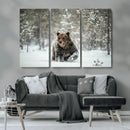 Grizzly Bear Wall Art – Framed Snowy Forest Canvas Artwork, by MyGreatCanvas | Canvas Wall Art Prints | Photo Prints & Wall Decor