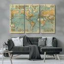 Push Pin World Map Canvas Print – Travel Tracker Wall Art