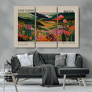Yayoi Kusama Landscape Canvas Print, Vibrant Floral Mountain