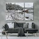 Winter Wall Art - Cabin by the Lake Canvas Wall Art - Serene by MyGreatCanvas | Canvas Wall Art Prints | Photo Prints & Wall Decor